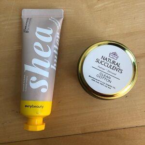 New Gift Set / Stuffer: Shea Butter Hand Lotion and Mini Candle